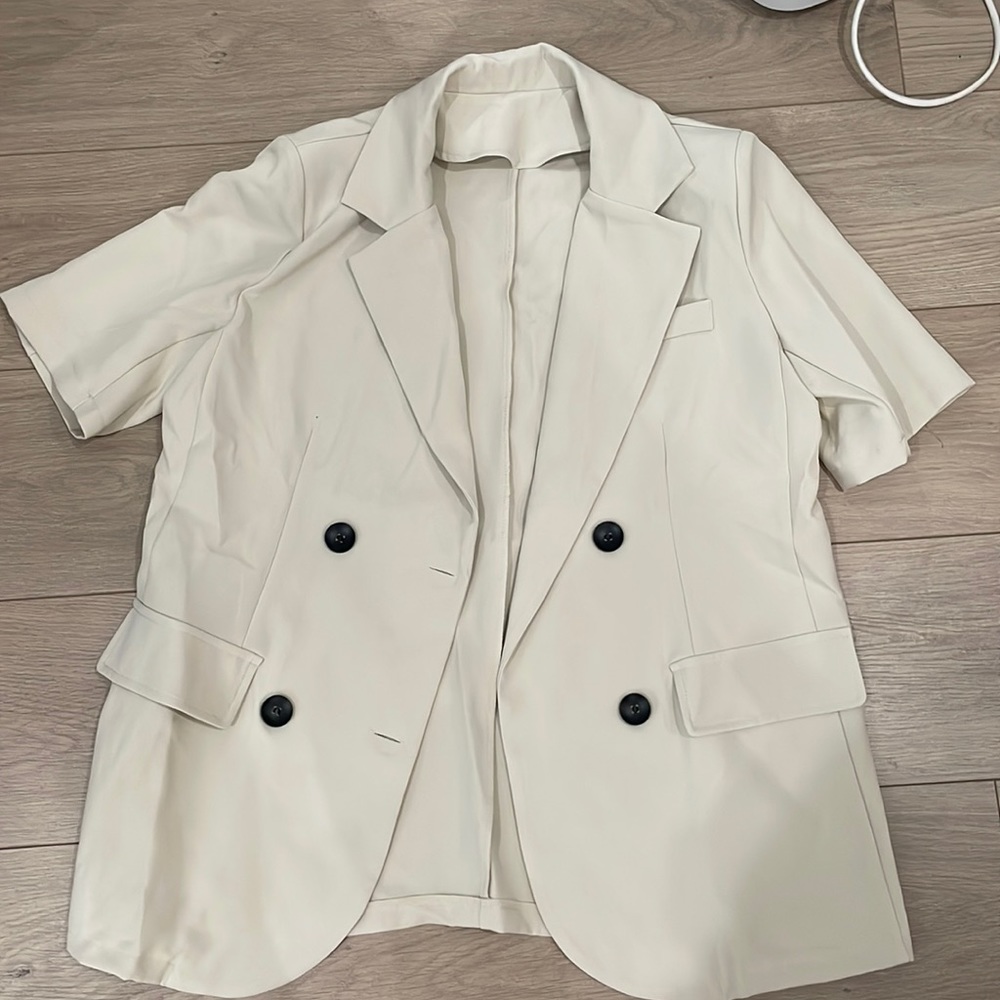 Cream Sleeveless Blazer - Size M